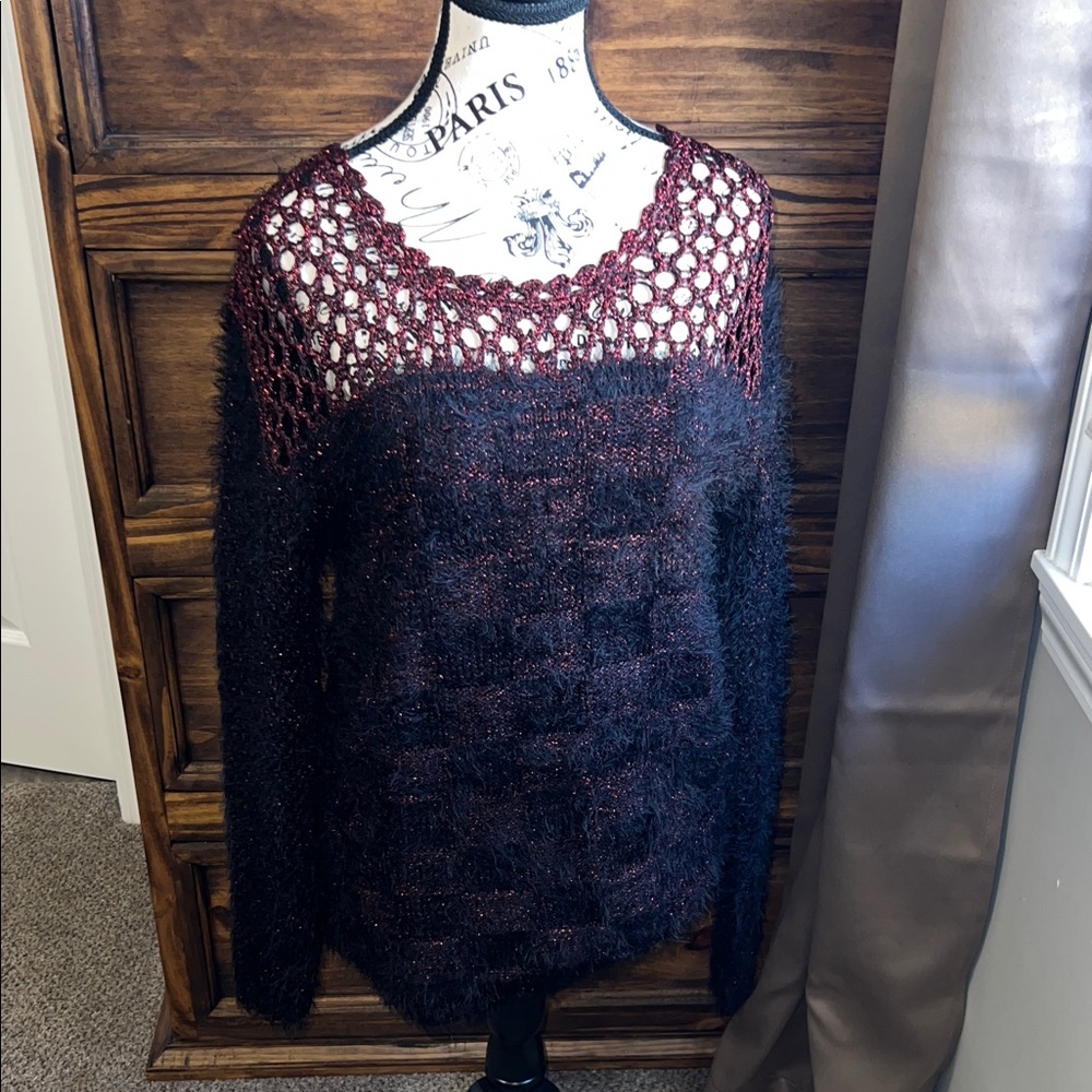 Chic Black and Burgundy Women's Sweater